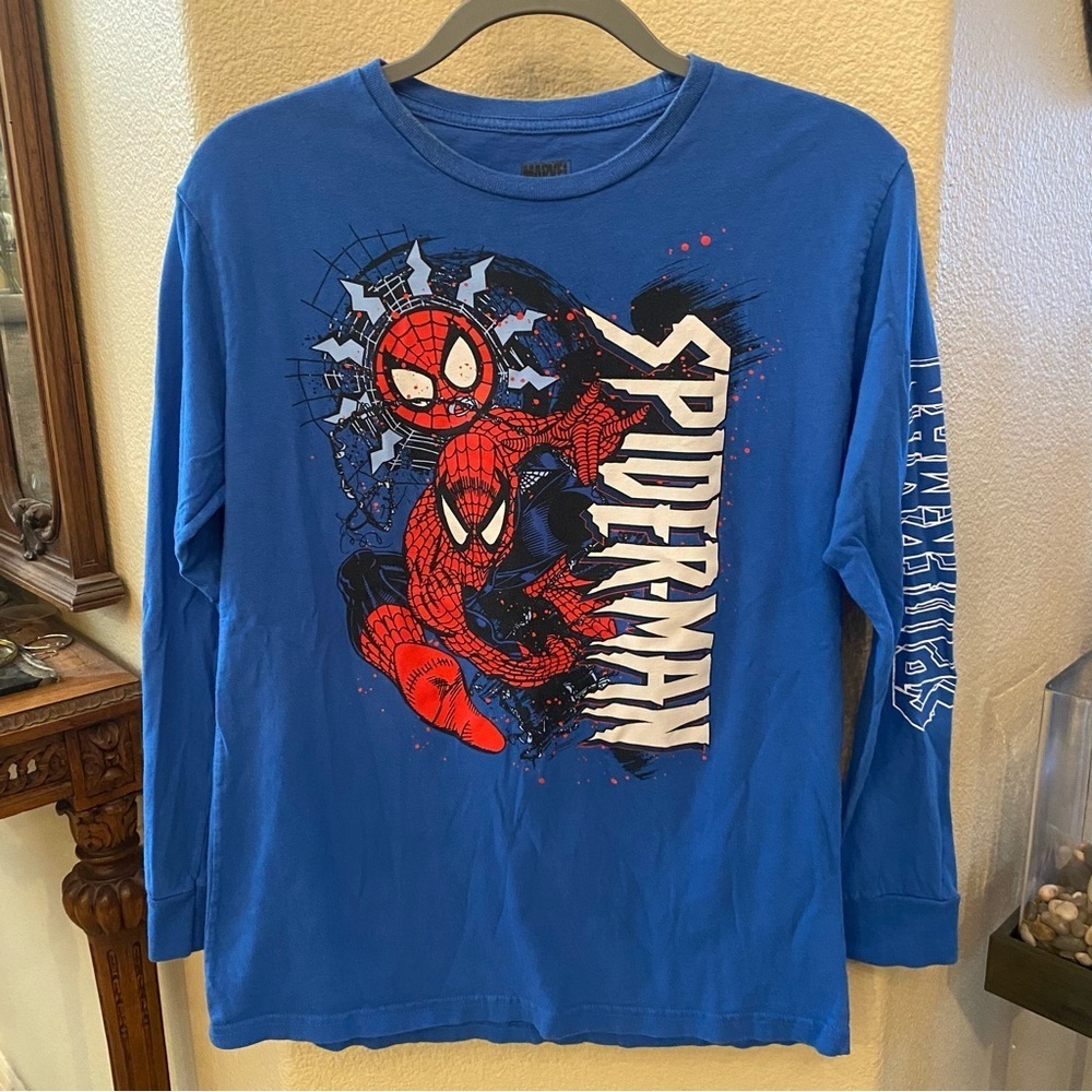 Marvel Spider-Man Kids Teens Blue Long Sleeve Top Size Medium